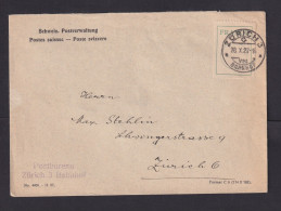 1927 - FRANCO-Zettel Der Post (II) Auf Postbrief In Zürich - SELTEN - Lettres & Documents