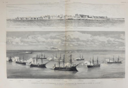 Tunisie - Le Bombardement De Sfax Et Débarquement Des Troupes - Page Originale Double 1881 - Documents Historiques