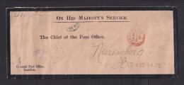 1901 - Vordruck-Dienstbrief Ab London Portofrei Nach Nürnberg - Storia Postale