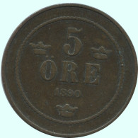 5 ORE 1890 SCHWEDEN SWEDEN Münze #AC634.2.D.A - Svezia