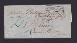 1858 - Brief Ab WARSZAWA Nach Mainz - Rahmenstempel "Aus Russland" - ...-1860 Vorphilatelie