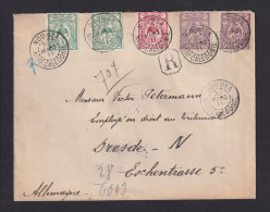 1911 - Mischfrankatur Auf Einschreibbrief Ab Noumea Nach Dresden - Cartas & Documentos