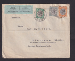 1932 - Mischfranatur Auf Flugpostbrief Ab BUKOBA Nach Tübingen - Tanganyika (...-1932)