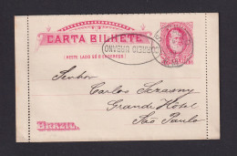 1889 - 80 R. Ganzsache In Sao Paulo Mit Zusätzlichem Oval-Stempel  - Storia Postale