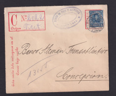1912 - 15 C. Einschreib-Ganzsache Mit Zufrankatur Aus Victoria Nach Concepcion - Chili