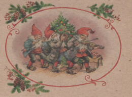 PÈRE NOËL Bonne Année Noël GNOME Vintage Carte Postale CPSM #PBA694.A - Santa Claus