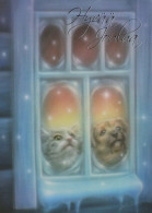 Happy New Year Christmas CAT DOG Vintage Postcard CPSM #PBA476.A - Anno Nuovo