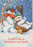 Bonne Année Noël BONHOMME DE NEIGE Vintage Carte Postale CPSM #PAZ798.A - Anno Nuovo