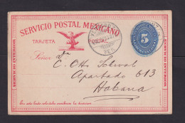 1893 - 5 C. Ganzsache Ab Veracruz Nach HABANA - Messico