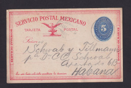 1893 - 5 C. Ganzsache Ab Puebla Nach HABANA - Mexico