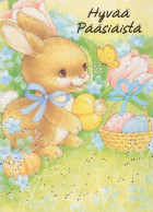 PASQUA CONIGLIO UOVO Vintage Cartolina CPSM #PBO468.A - Pâques