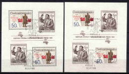 Tchécoslovaquie 1988 Mi 2944,2946 - Bl.77 A+B (Yv BF 76+76a), Obliteré - Gebruikt