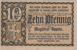 10 PFENNIG 1921 Stadt OPPELN Oberen Silesia UNC DEUTSCHLAND Notgeld #PH297 - [11] Local Banknote Issues