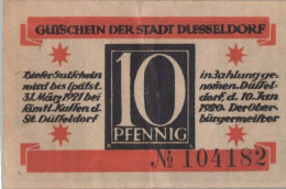 10 PFENNIG 1921 Stadt DÜSSELDORF Rhine UNC DEUTSCHLAND Notgeld Banknote #PH856 - [11] Emissioni Locali