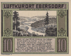 10 PFENNIG 1921 Stadt EBERSDORF Thuringia UNC DEUTSCHLAND Notgeld #PB015 - [11] Emissioni Locali