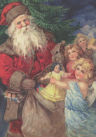 SANTA CLAUS ANGELS CHRISTMAS Holidays Vintage Postcard CPSM #PAK382.GB - Santa Claus
