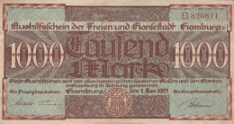 1000 MARK 1923 Stadt HAMBURG Hamburg DEUTSCHLAND Papiergeld Banknote #PL251 - Lokale Ausgaben