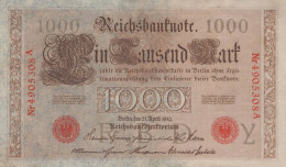 1000 MARK 1910 DEUTSCHLAND Papiergeld Banknote #PL362 - [11] Emissioni Locali