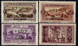 Grand Liban P. A. N° 9 / 12  X T. -P.  De 1925 Avec Surcharge Verte Les 4 Valeurs  Trace De Charnière Sinon TB - Unused Stamps