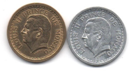 MONACO -  Louis II -  1943 - 2 Pièces  De 2 Francs  En état Sup - Cupro-aluminium Et Aluminium - 1922-1949 Louis II