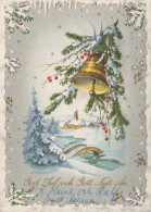 Bonne Année Noël CLOCHE Vintage Carte Postale CPSM #PAT578.FR - New Year