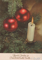 Bonne Année Noël BOUGIE Vintage Carte Postale CPSMPF #PKG165.FR - New Year