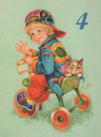 JOYEUX ANNIVERSAIRE 4 Ans GARÇON ENFANTS Vintage Postal CPSM #PBT747.FR - Compleanni