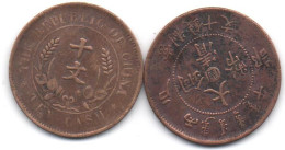 CHINE - 2 Pièces En  Bronze-cuivre   A Déterminer  - 10 Cash ( 30 M/m - 7 Grs )  Circulées - Chine