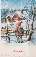 Buon Anno Natale GNOME Vintage Cartolina CPSMPF #PKD918.IT - New Year