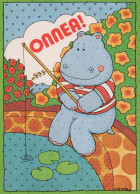 IPPOPOTAMO Animale Vintage Cartolina CPSM #PBS733.IT - Ippopotami