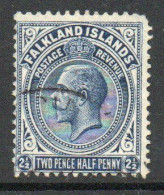 Falkland Islands GV 1918-20 2½d Deep Steel-blue Definitive, Perf 14, Wmk. Multiple Script CA, Used, SG 76b - Islas Malvinas