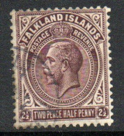 Falkland Islands GV 1918-20 2½d Deep Purple Definitive, Perf 14, Wmk. Multiple Script CA, Used, SG 77 - Falklandeilanden