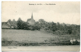 Loir Et Cher CPA Voyagé 1928 * BOURSAY Vue Générale ( Eglise * 3 Petits Enfants Assis ) * Guignan Photo - Other & Unclassified