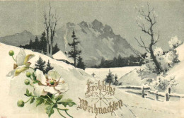 Carte Gaufrée Souvenir Froliche Weihnachten Paysage Montagnard  RV - Sonstige & Ohne Zuordnung