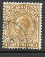 Falkland Islands GV 1918-20 1/- Deep Ochre Definitive, Perf 14, Wmk. Multiple Script CA, Used, SG 79 - Falkland