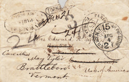 MTM151 - 1866 TRANSATLANTIC LETTER FRANCE TO USA Steamer HOLSATIA HAPAG - UNPAID - DEPRECIATED CURRENCY RESENT - Postal History