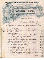 FACTURE.03.ALLIER.TRÉVOL.ENTREPRISE DE SERRURERIE.CARRÉ FRÈRES CONSTRUCTEURS BREVETÉS. - Other & Unclassified