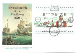 Isle Of Man 1986 Historical Links With America: Myles Standis, Mayflower., Mi  Bloc 8 FDC - Man (Eiland)