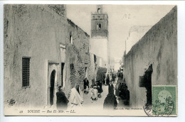 TUNISIE CPA Voyagé 1908 * SOUSSE Rue El Mâr ( Très Animée ) Editeur LL - Tunisia