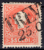 S.5 ROSSO  USATO CON ANNULLO TREVISO  II°EMISSIONE II°TIPO SASS.30 CON OTTIMA CENTRATURA - Lombardo-Venetien