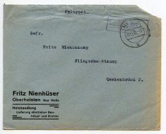 Germany 1939 WWII Feldpost Cover; Oberholsten über Melle To Quakenbrück, Fliegerhorstkomp (Air Base Comp) - Feldpost World War II