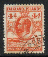 Falkland Islands GV 1929-37 'Whale & Penguin' 4d Value, Line Perf, Wmk. Multiple Script CA, Used, SG 121a - Falkland Islands