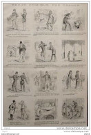 Revue Comique Par Draner - Caricatures - En Tunisie - La Police à Cheval - Le Pavé De Bois - Page Original  1881 - Documents Historiques