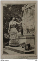 Mlle Blanche Baretta, De La Comédie-Francaise Devant Le Monument De Corot à Ville-d'Avray - Page Original 1881 - Historical Documents