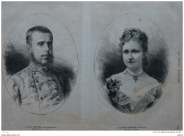 Le Prince Rodolphe D'Autriche-Hongrie- La Princesse Stéphanie De Belgique  -  Page Original - 1881 - Historische Documenten