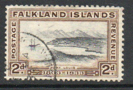 Falkland Islands GV 1933 Centenary 2d Value, Wmk. Multiple Script CA, Used, SG 130 - Islas Malvinas