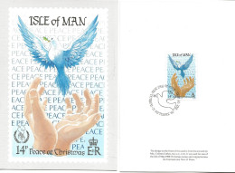 Isle Of Man 1986 Christmas: Peace, Mi 323   Card With Greeting From Posten Isle Of Man - Isle Of Man