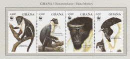 GHANA 1994 WWF Monkey Mi 1973-1976 MNH(**) Fauna 514 - Apen