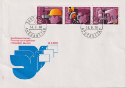 1978 Schweiz, FDC, Zum:CH 614-616, Mi:CH 1135-1134, Zusammenhängend, SUVA - Sicher Arbeiten - FDC