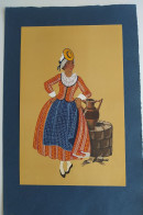 Grand Dessin Costumes Regionaux Franche Comté  Jeune Femme Des Environs De Besancon - Dibujos